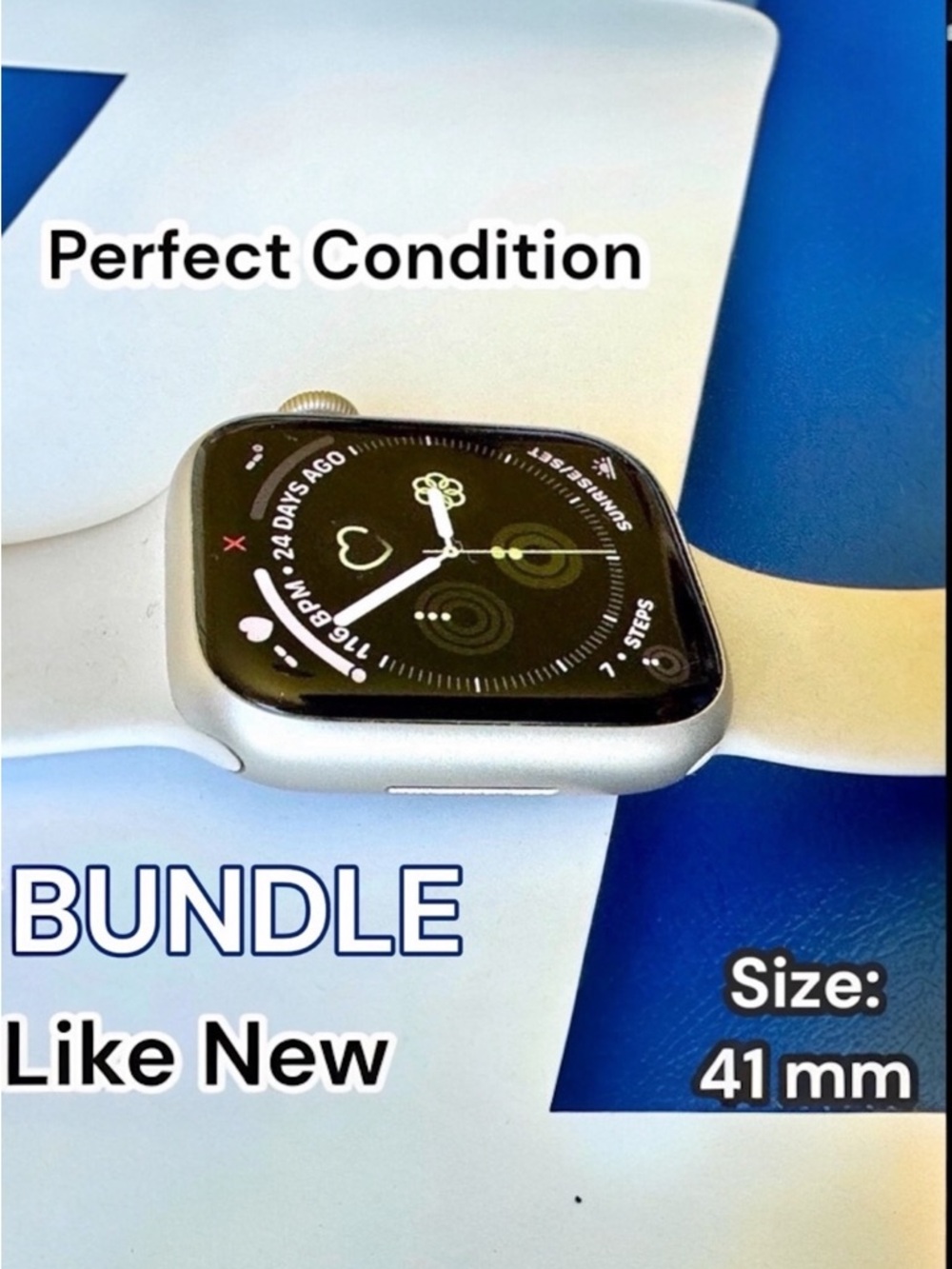 Like New Apple Watch Series 7 – 41mm Starlight Finish - Box, Charger, Bands